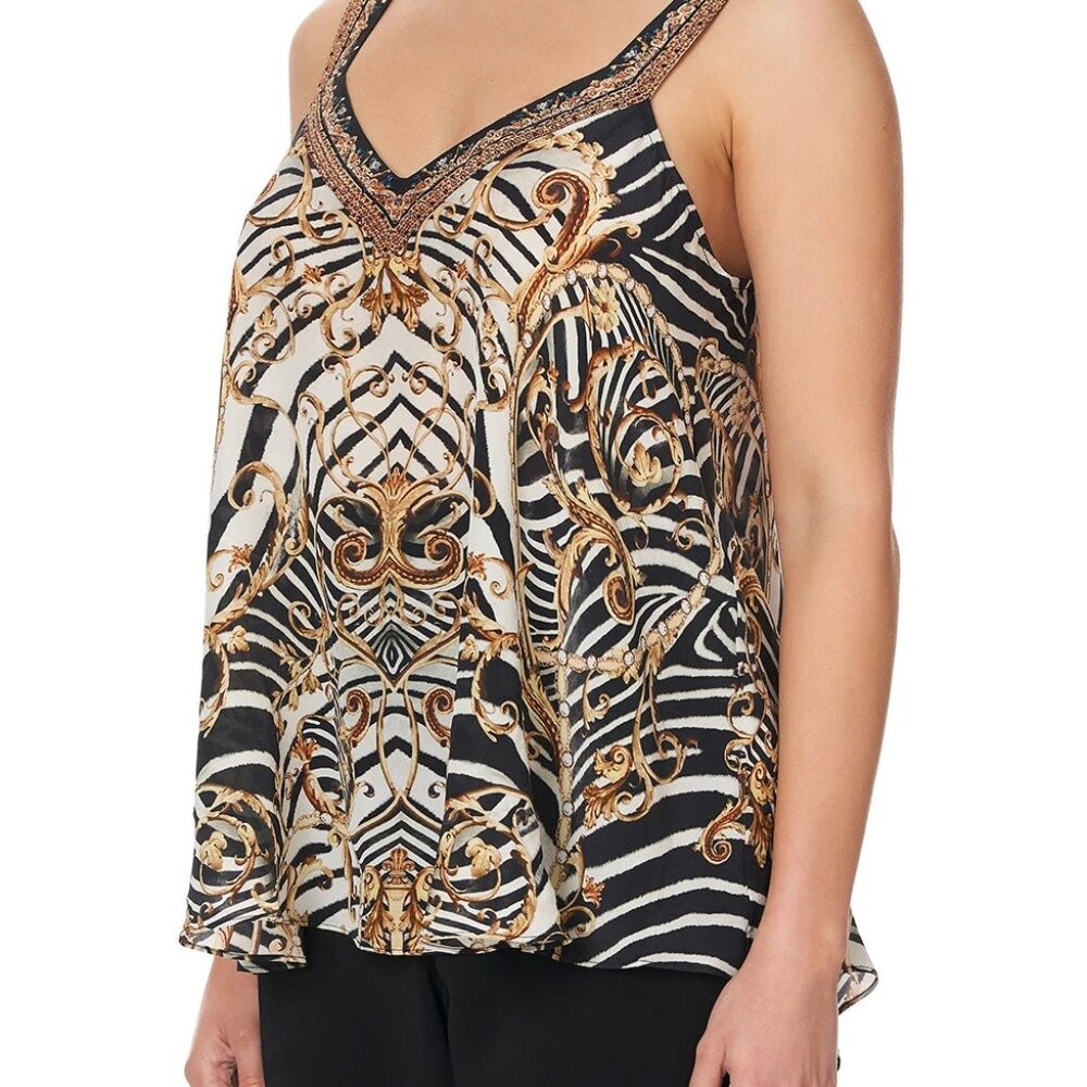 NWT Camilla Night Waiting For Day silk V-Neck Strap Top sz S $275 - Picture 4 of 5